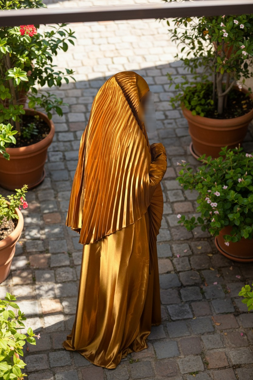 Pleated Poncho Abaya Set