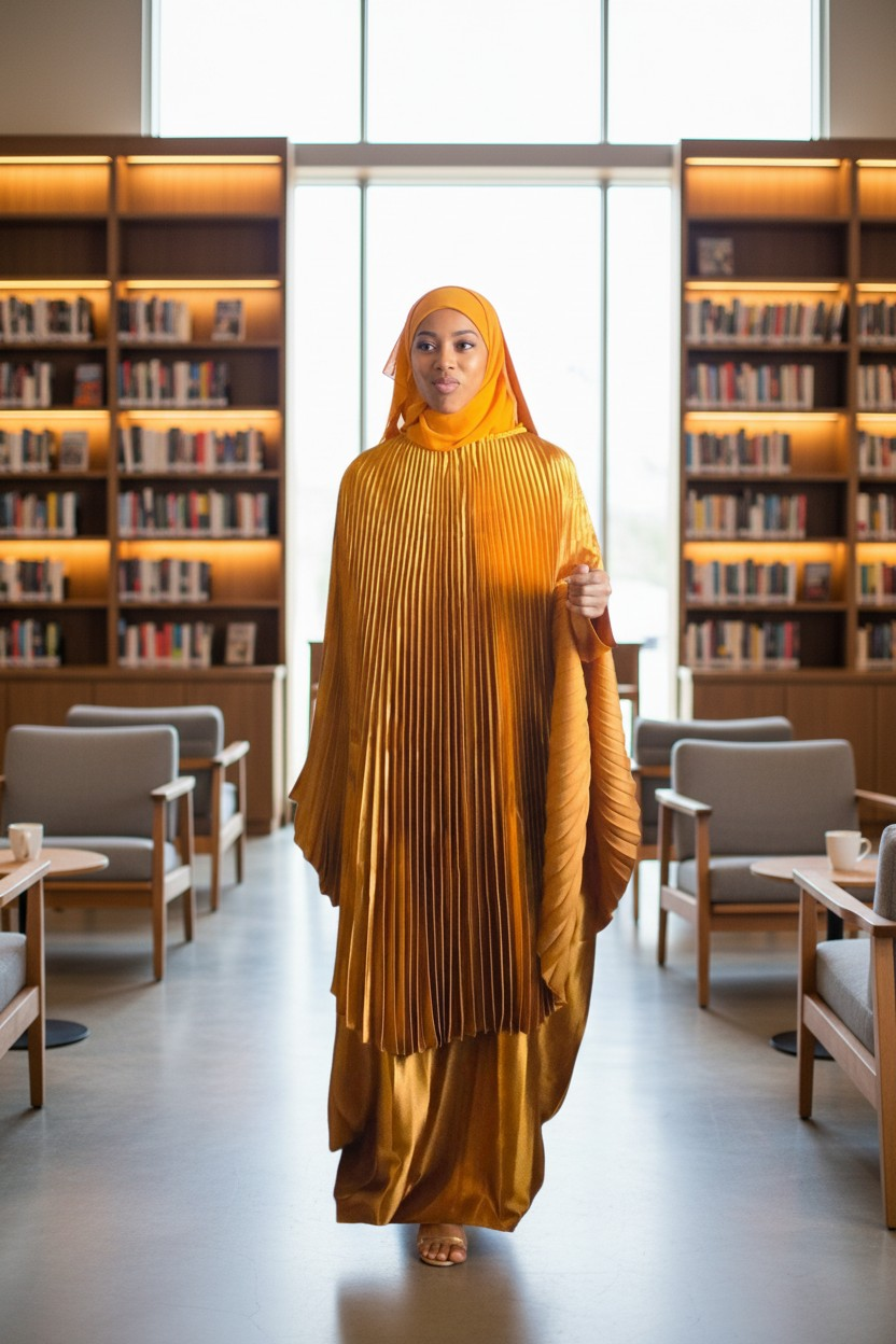 Pleated Poncho Abaya Set