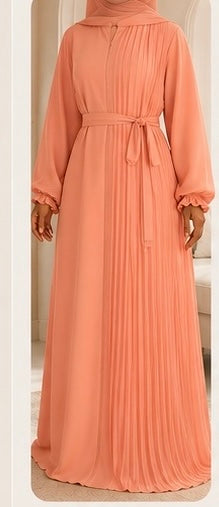 Sunset Bloom Pleated Abayah
