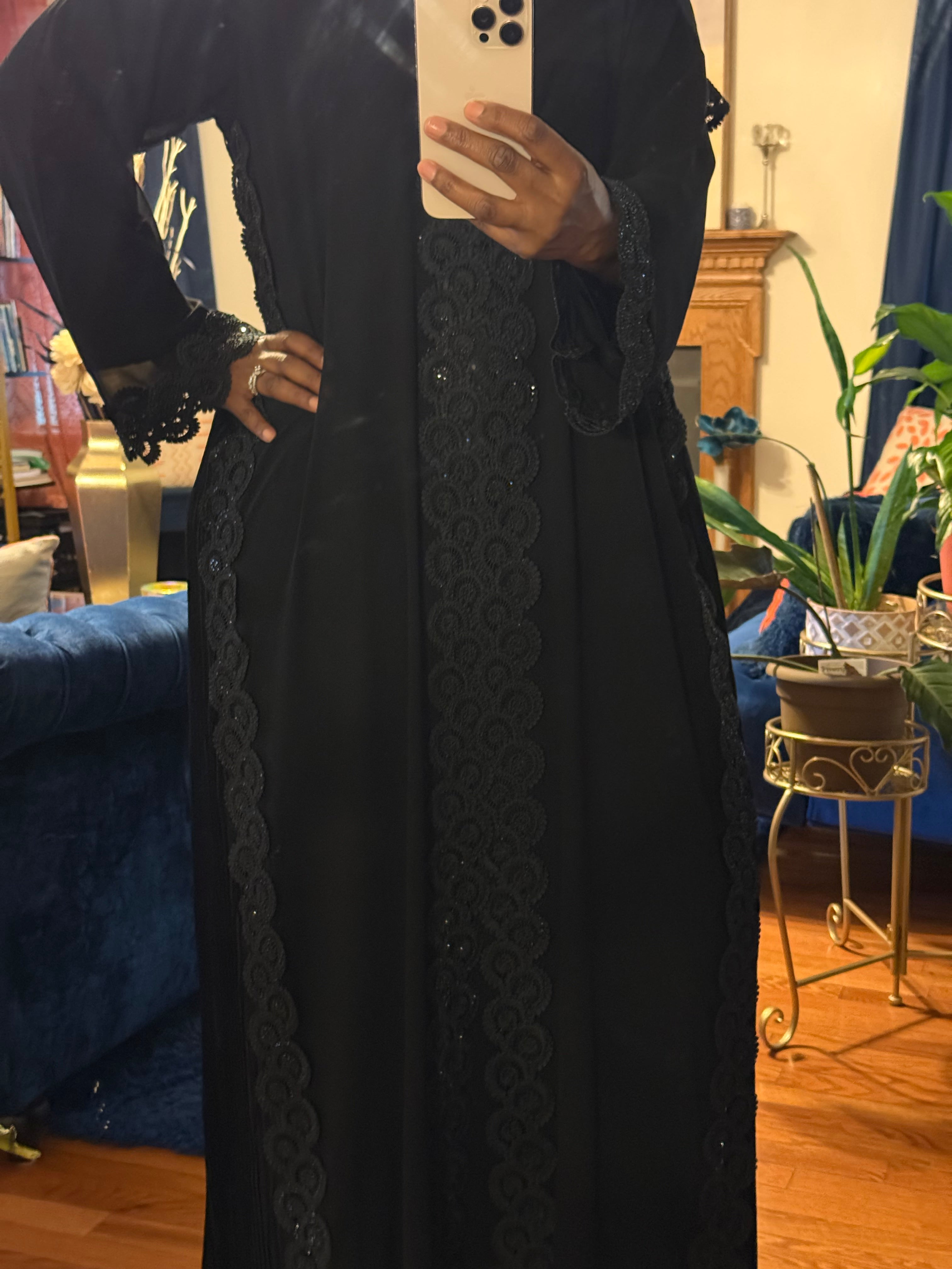 Midnight Lace Elegance Abayah