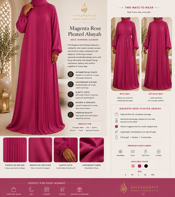 Magenta Rose Pleated Abayah