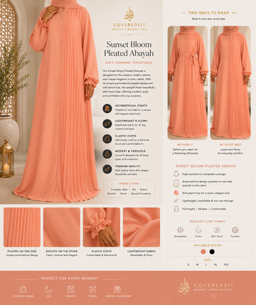 Sunset Bloom Pleated Abayah