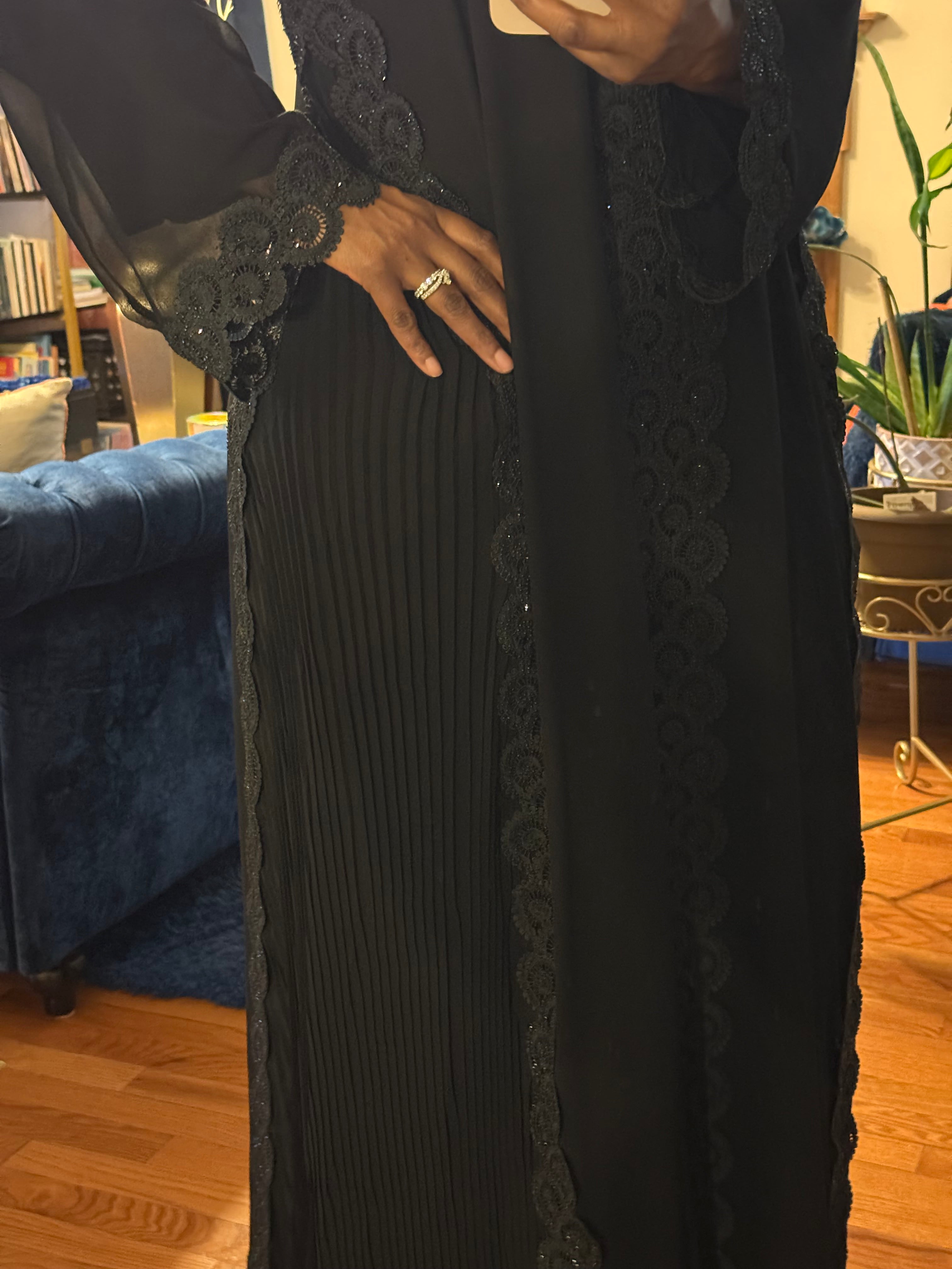 Midnight Lace Elegance Abayah