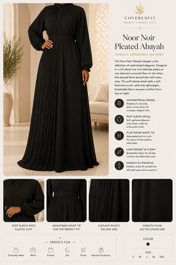 Noor Noir Pleated Abayah