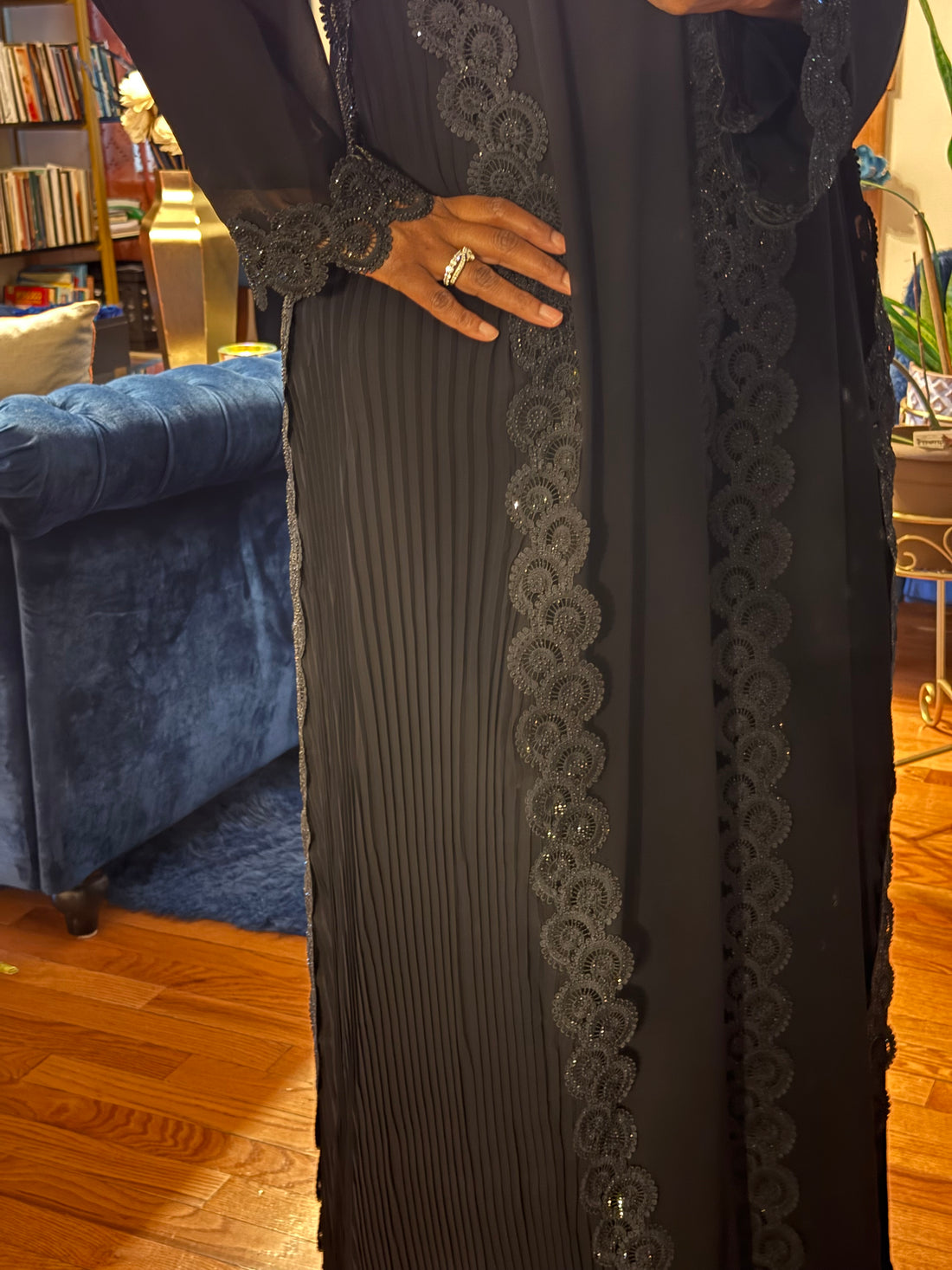 Midnight Lace Elegance Abayah