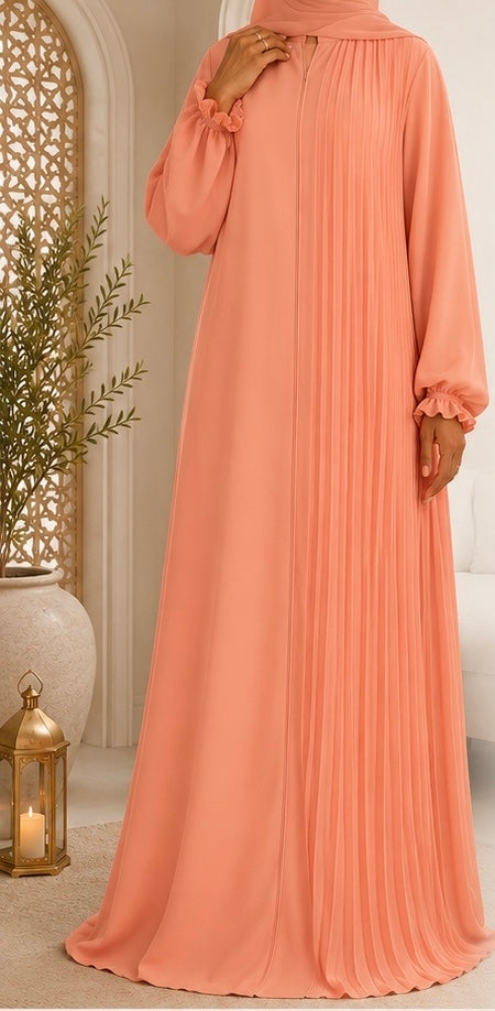 Sunset Bloom Pleated Abayah