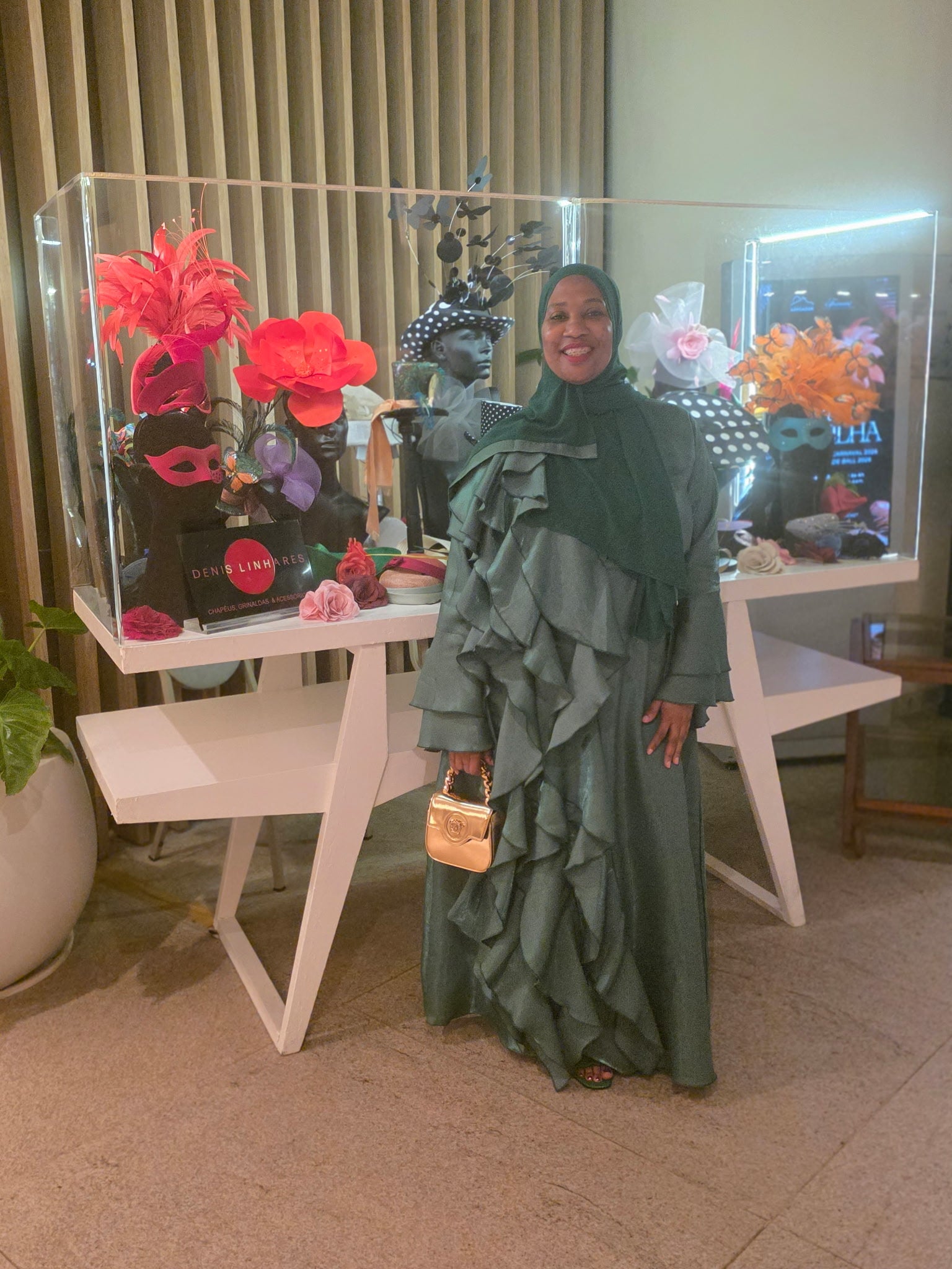 Malikah Shimmer Ruffle Abayah Green