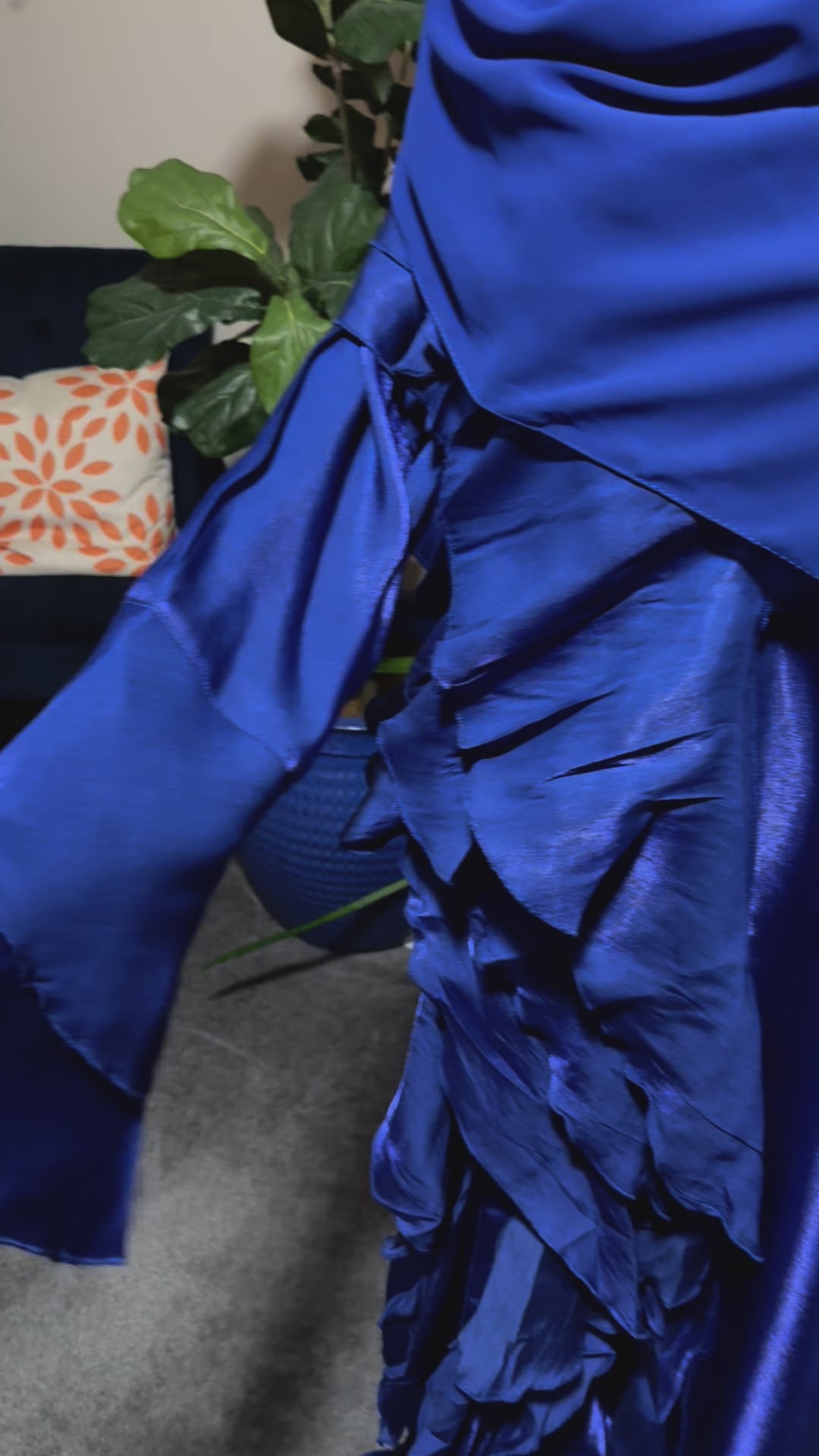 Malikah Shimmer Ruffle Abayah Cobalt Blue