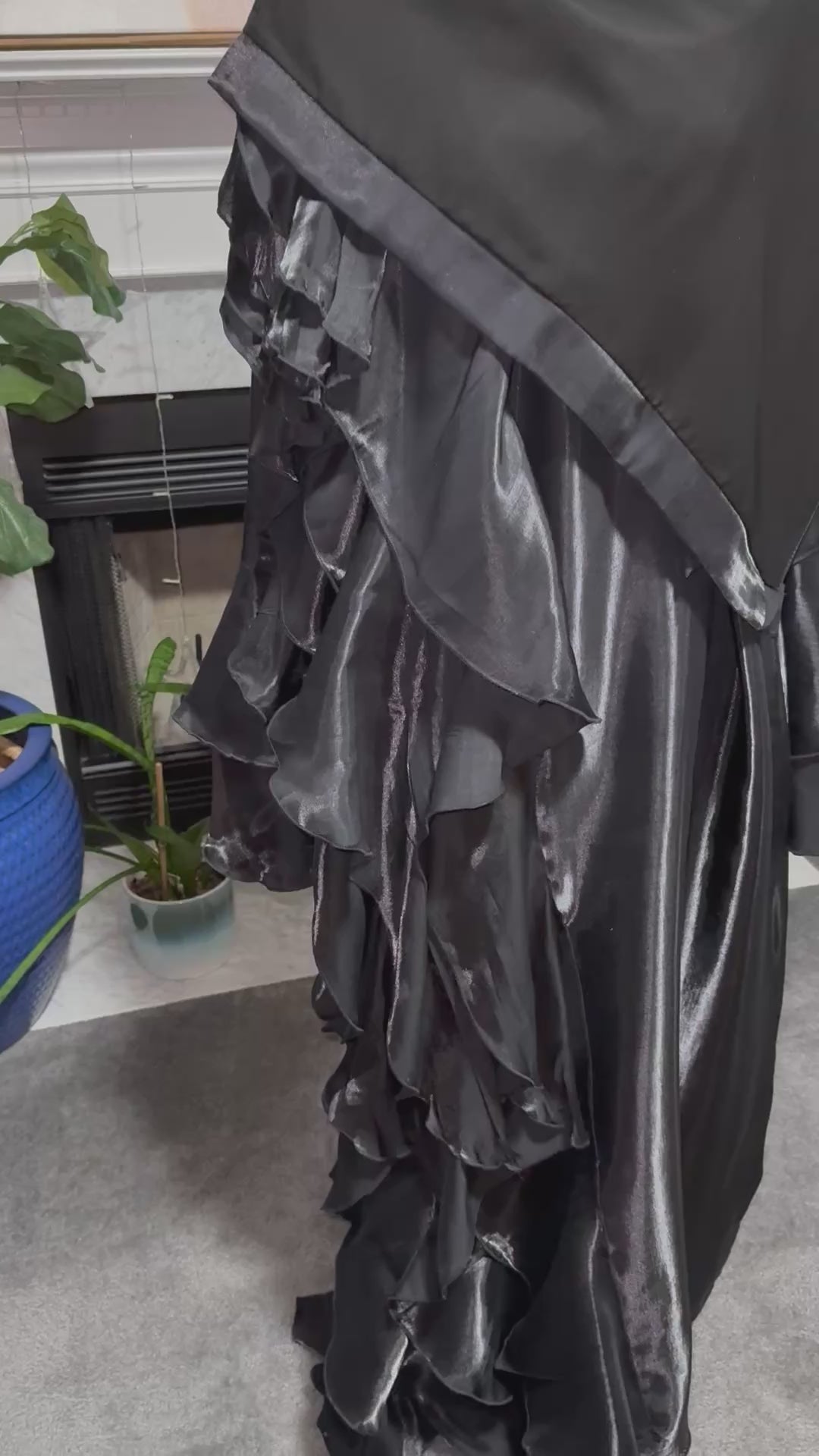 Malikah Shimmer Ruffle Abayah Black